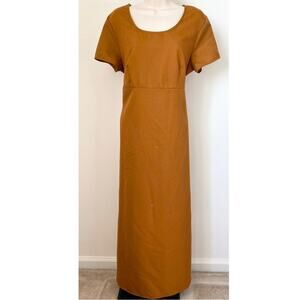 Vintage Maxi Dress Short‎ Sleeve Size 15/16 Mustard Yellow